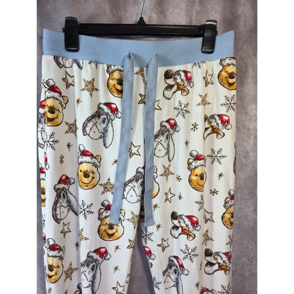 Disney Winnie the Pooh Christmas Fleece Pajama Pants Small Eeyore Tigger White - Picture 2 of 7